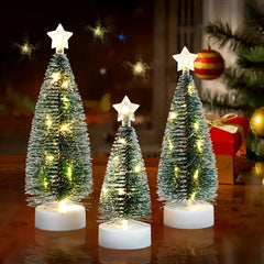 Simulation Christmas Tree Set with Led Copper Wire Lights - 1set 3pcs - Indoor Home Decorations Magical Ornaments