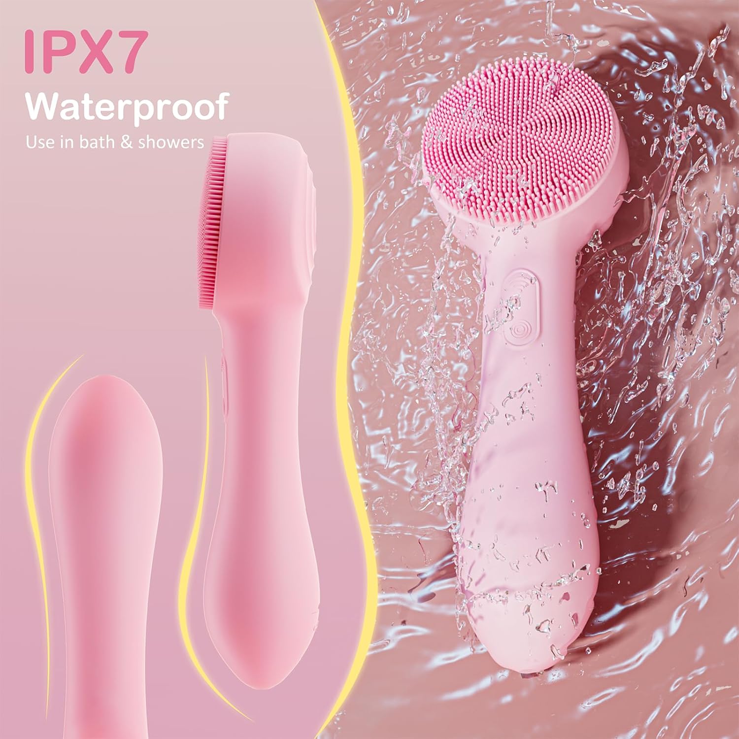 Facial Cleansing Brush Silicone Face Scrubber Waterproof Rechargeable Exfoliator Massage Device for Men & Women, Deep Pore Cleansing, Exfoliating, Removing Blackhead Electric Face Scrub Brush