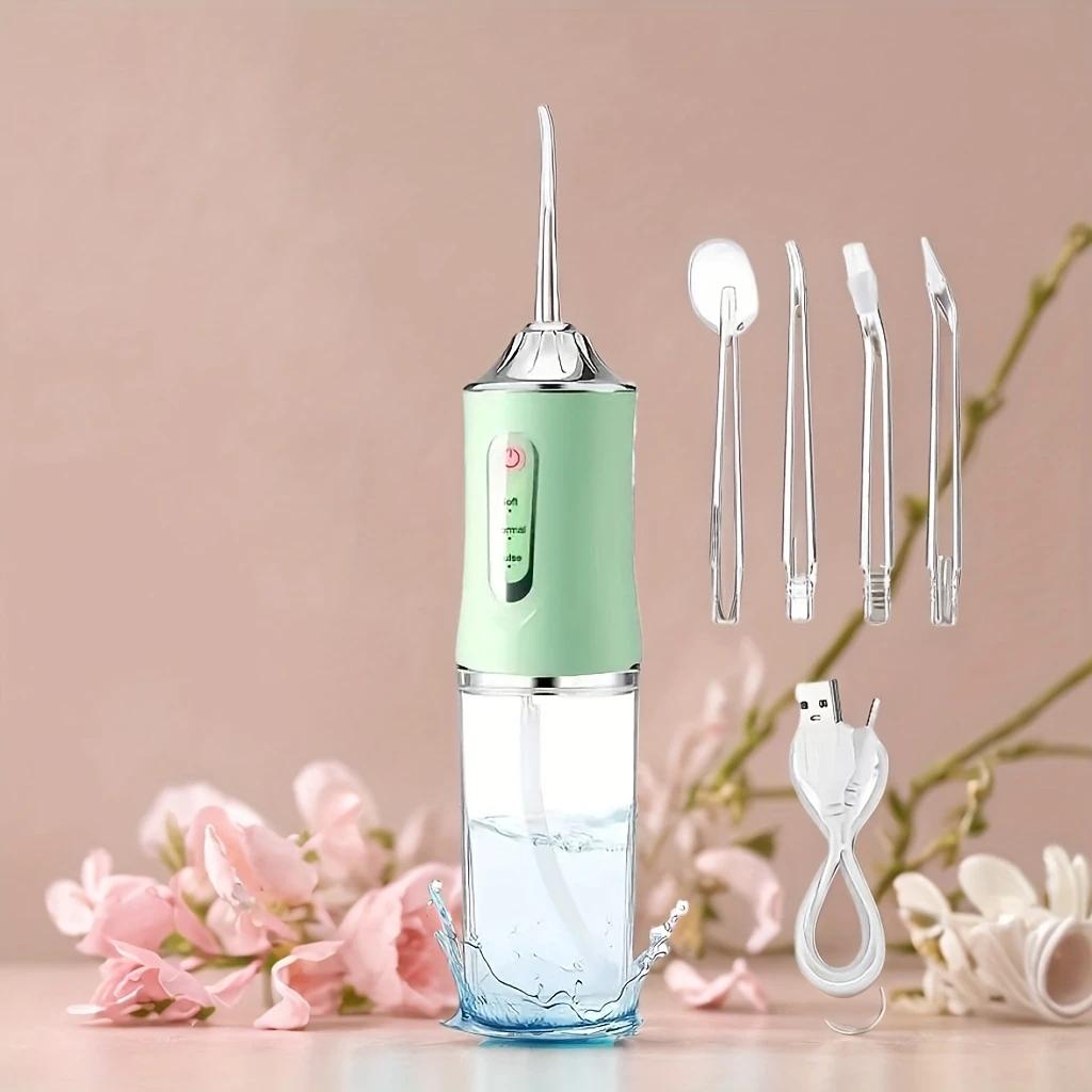 ZYLER New Dental Oral Irrigator, Portable Self Care Products for Adults, Rechargeable Plaque Remover with Batteries & 4 Nozzles for Daily Cleansing, Water Flosser