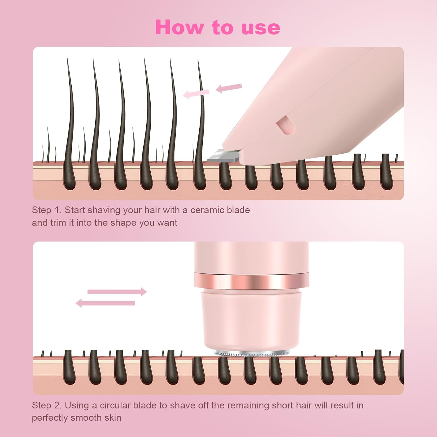 Dual Bikini Trimmer For Women 2025 New Glow Aura Bikini Shaver, 2 in 1 Painless Electric Razors for Silk Skin, Replaceable Lady Facial Razor