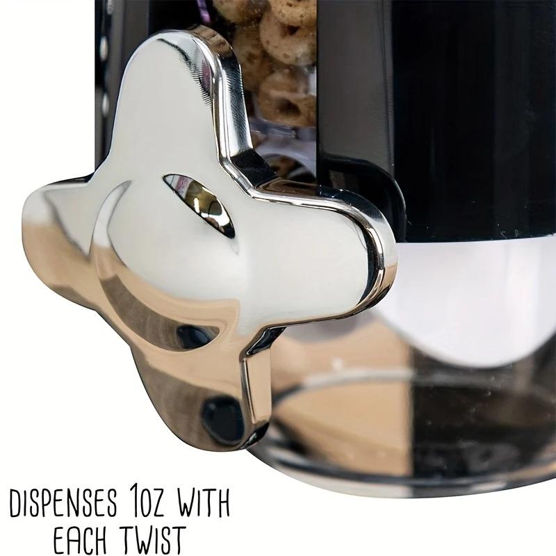 Modern Black Metal Self-Dispensing Airtight Food Container with Lid - 1/2/3-Piece 1L Dispenser, Grain Canisters for Countertop Cereal, Coffee Preservation