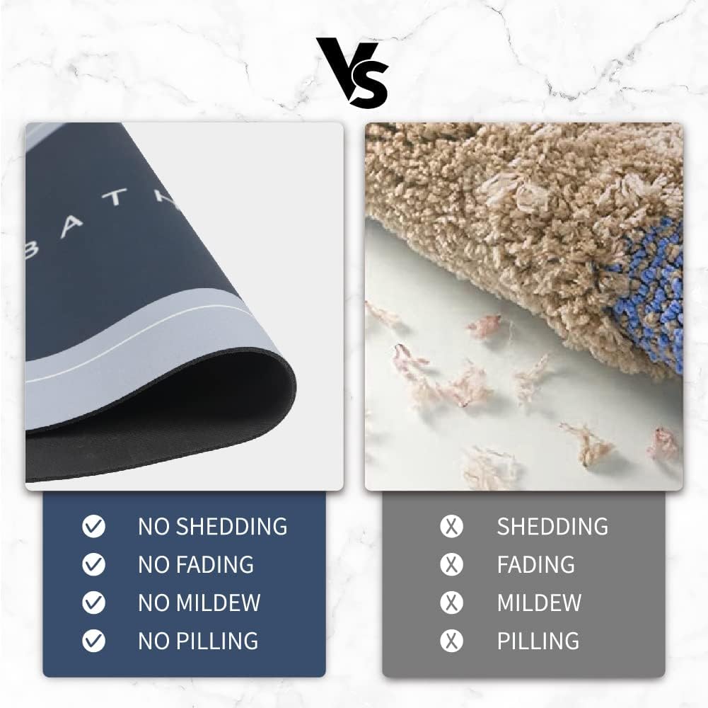 Non Slip Bathroom Rugs - Super Absorbent Rubber Bath Mats for Bathroom, Bathtub, Shower and Sink Waterproof Decor