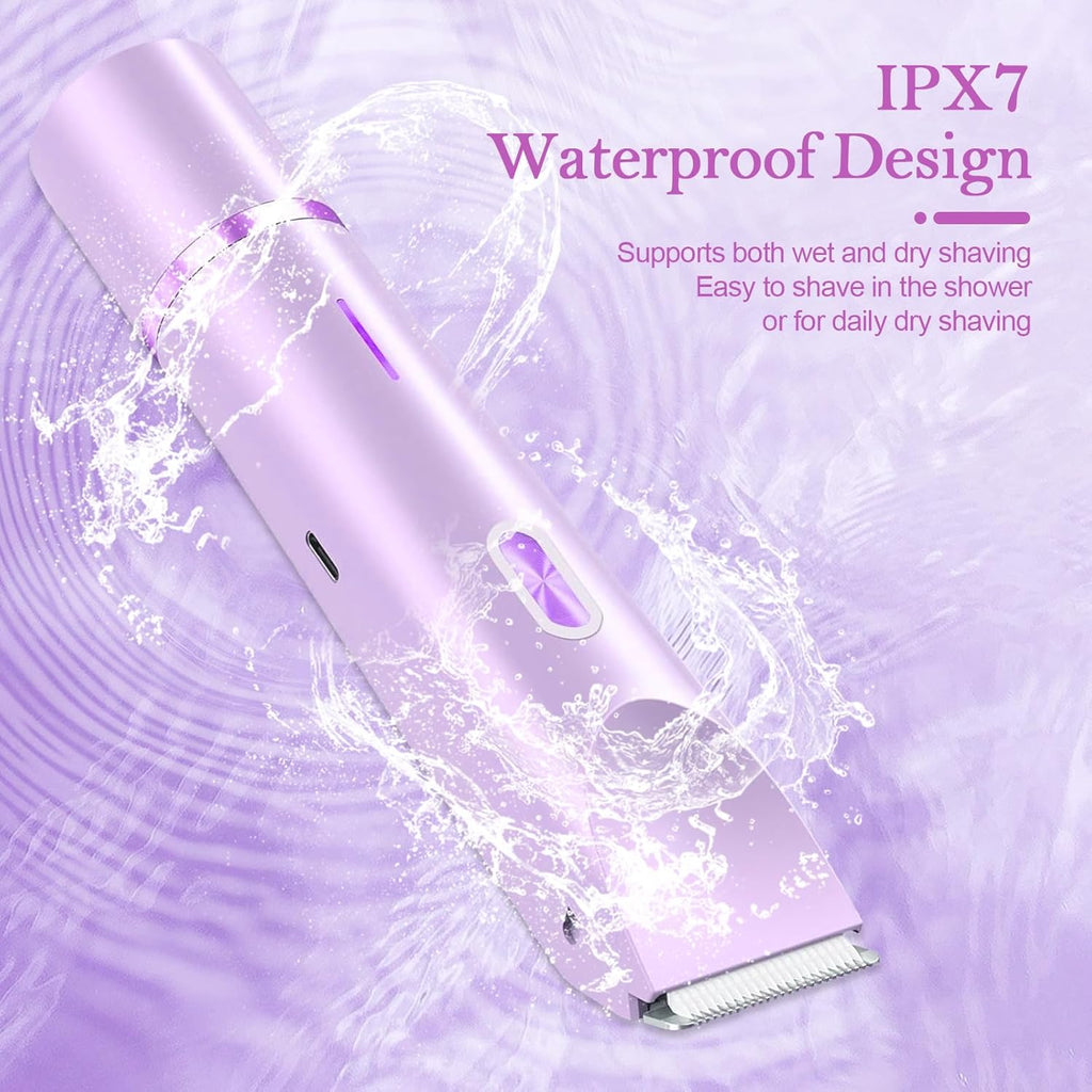 Women's Zyler Mart 2-in-1 Dual Head Body Hair Trimmer - 2025 New Glow Aura Purple Intimate Pubic Trimmer, Cordless USB Waterproof Rechargeable High Quality Painless Electric Razor for Silk Skin Hair Removal, Cordless Rechargeable Trimmer, Waterproof Recha
