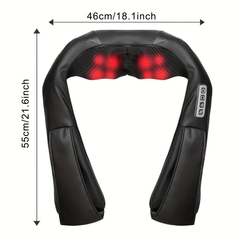 Deep Kneading Heat Massage Pillow with Neck Support - Plug-In, Plastic Shell, 110v-130v, 250g, Instant Massage Devices for Neck&Shoulder, Back&Leg Use, Pain Relief, Home Therapy, Home/Office Use, Adult Personal Care Relaxation Gift (US)