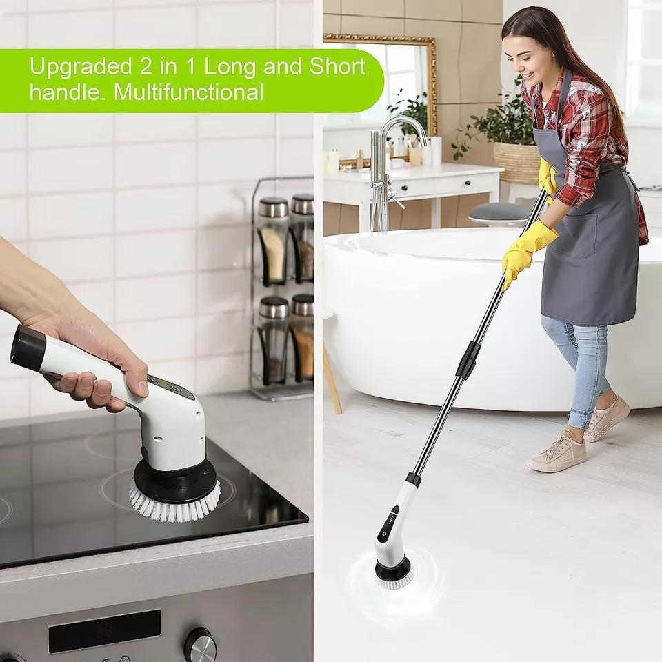 7 Heads Cordless Electric Spin Scrubber with Handle - TikTok Shop Deal, Rechargeable Powerful Cleaning Tool, Brush, Dual Speed Scrubber, Electronic Bathroom Cleaners for Bathtubs, Household Appliance