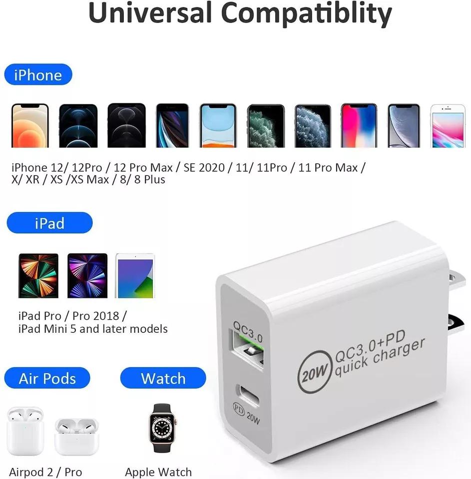 PD 20W Fast Charger USB-C Quick Charger for iPhone 14/13/12/11/XR/8