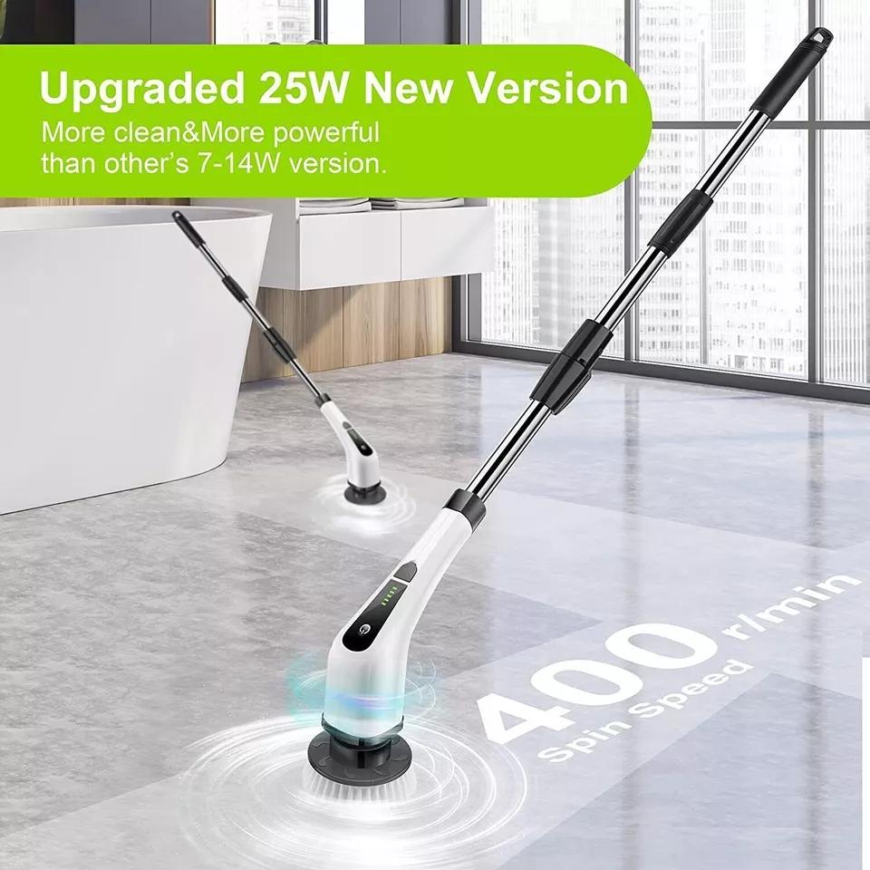 7 Heads Electric Spin Scrubber Cordless Bath Tub Power Scrubber with Handle Household Appliances