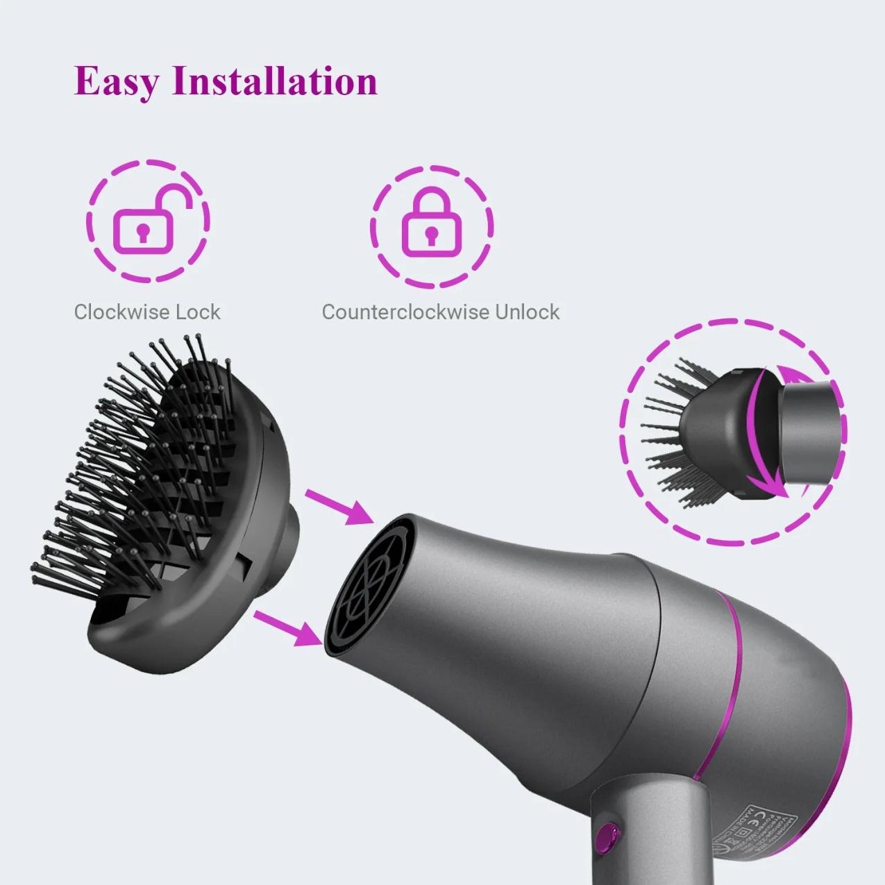 ZYLER 1800W Professional Corded Plug Hair Dryer for 1a-4c Curly Hair, 3-in-1 Turbo Styling Tool with Cool Shot, 3 Attachments, Easy Handling & Fast Drying, Lightweight for Fast Detangling, 1A To 4C Curly Hair