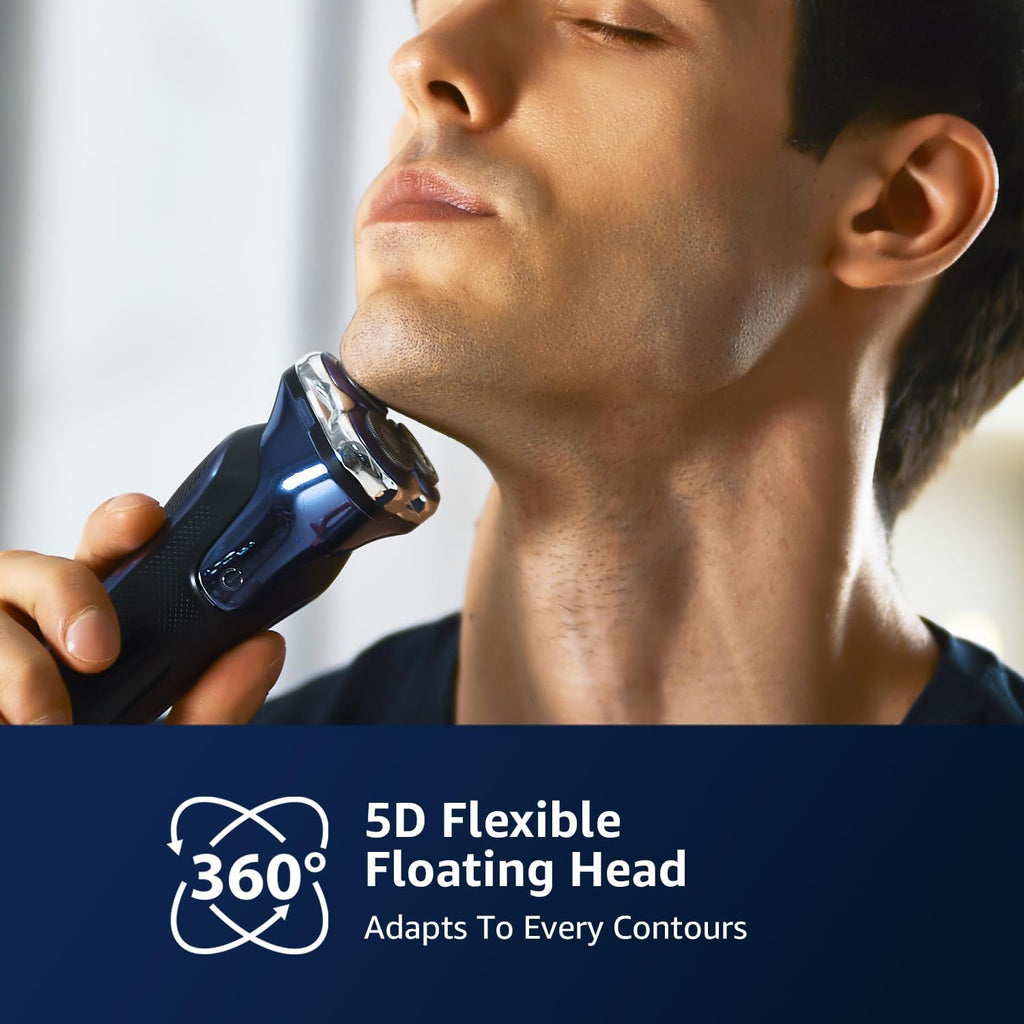 ZYLER Electric Shaver with 5D Floating Head, Wet & Dry Razor with Stainless Steel Blades for a Smooth Shave on Sensitive Skin, Pop-Up Trimmer & USB-C Charge, Dry Shave