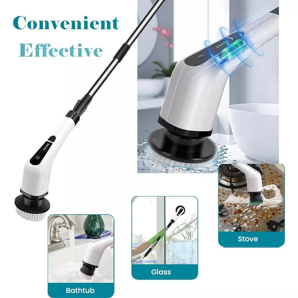 7 Heads Electric Spin Scrubber Cordless Bath Tub Power Scrubber with Handle Household Appliances