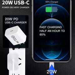 2PC 20W Fast USB-C Wall Charger Block – Rapid PD Charging, Compatible with iPhone 11/12/13/14/15/16 Pro Max, XS/XR/X, iPad Pro, AirPods Pro Android Protection