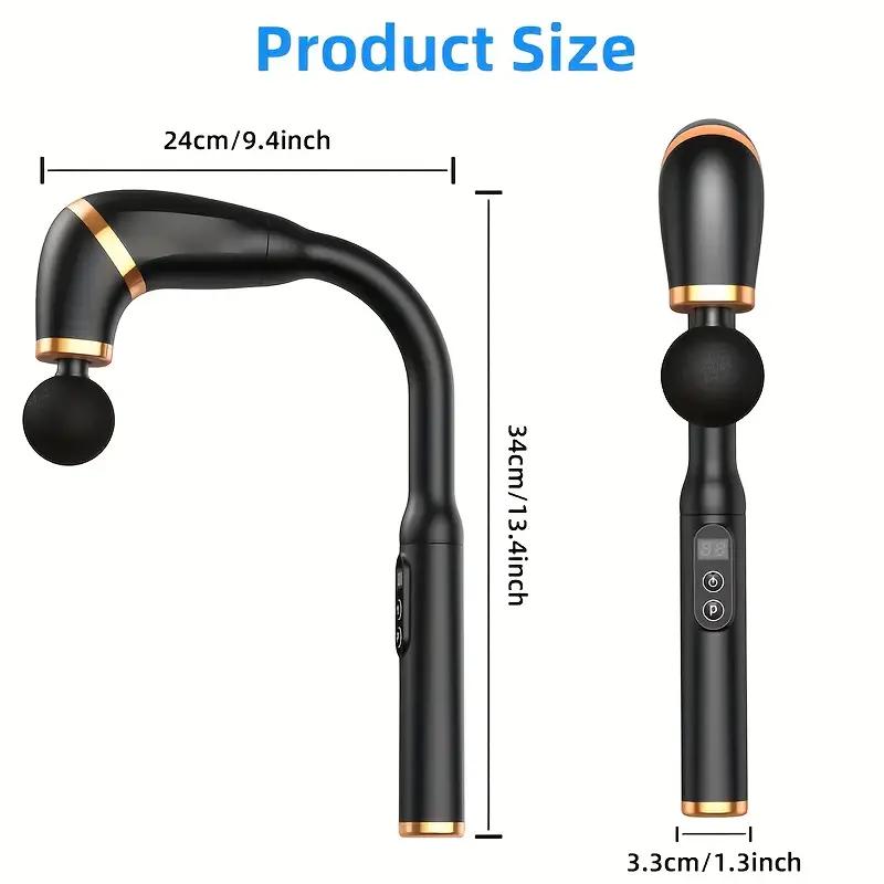 Massage Gun With Upgraded Extended Handle, Back Neck Massager For Deep Tissue Massage Hammer Deep Tissue, Percussion Massage Gun With 4 Massage Heads & 5 Speed Levels