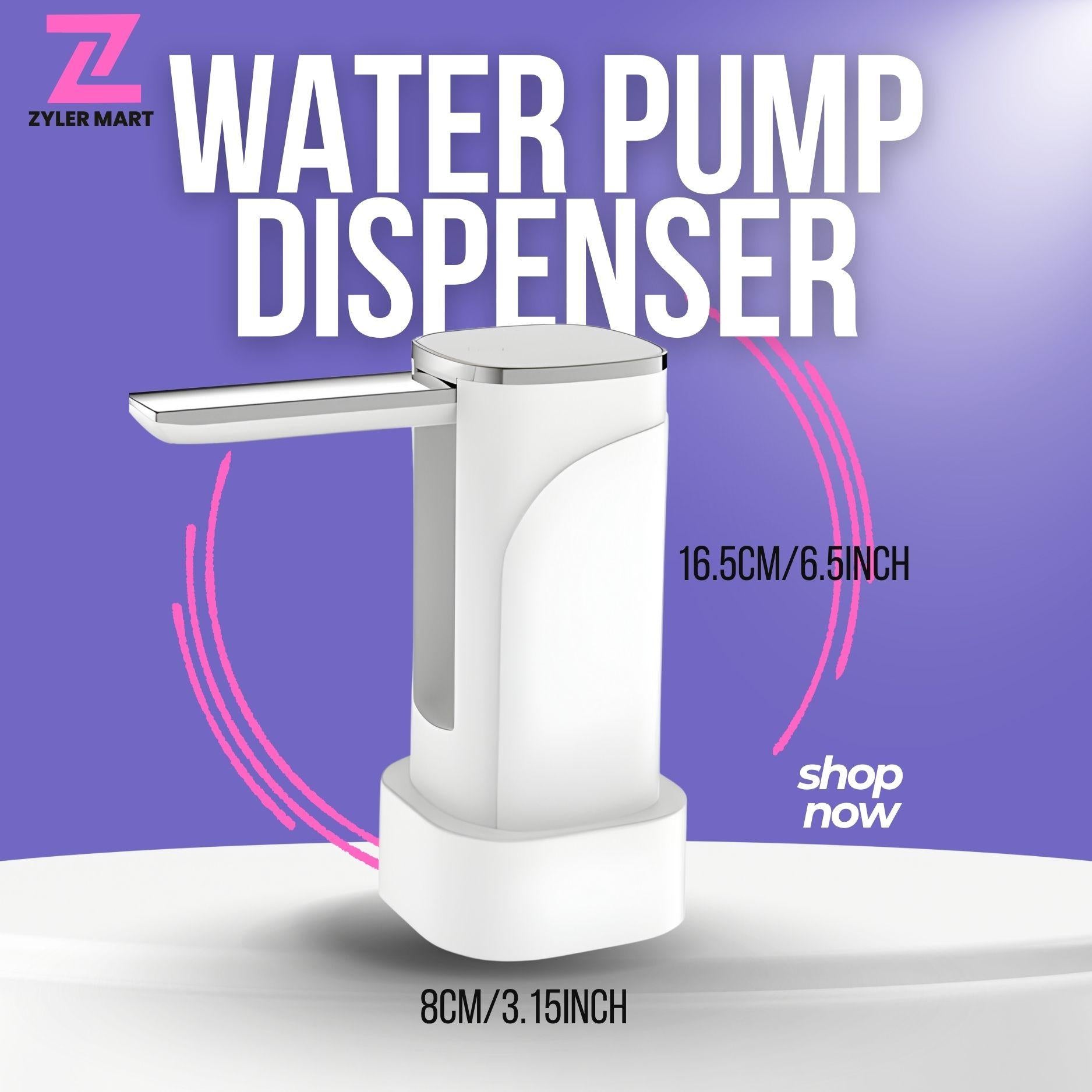 ZYLER Portable Smart Rechargeable Electric Water Jug Dispenser (1pc) - Digital Display, Universal for 3-5 Gal Bottles, Travel-Friendly Automatic Home Office Water Cooler