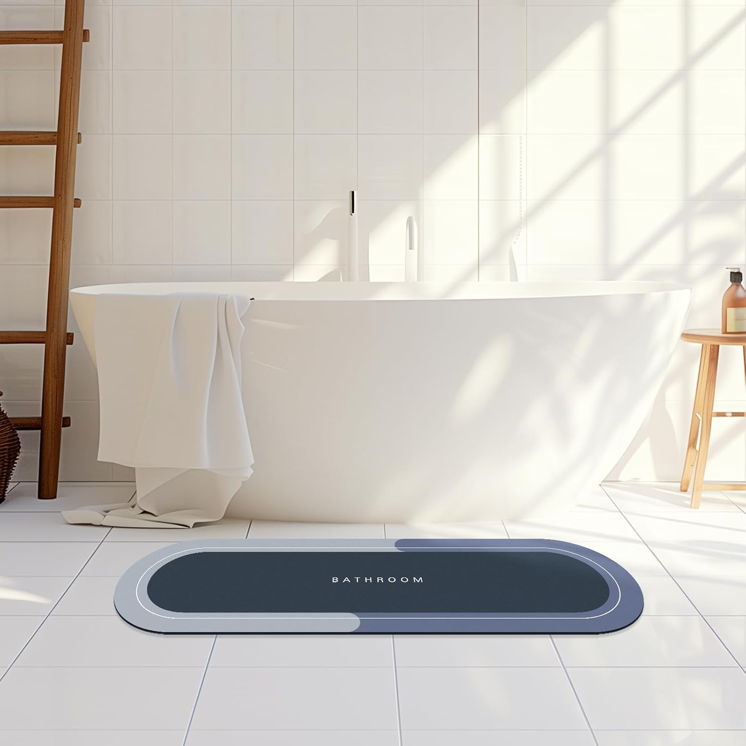 Non Slip Bathroom Rugs - Super Absorbent Rubber Bath Mats for Bathroom