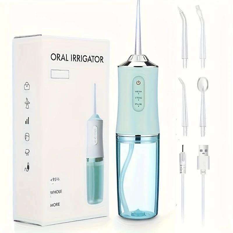 ZYLER New Dental Oral Irrigator, Portable Self Care Products for Adults, Rechargeable Plaque Remover with Batteries & 4 Nozzles for Daily Cleansing, Water Flosser