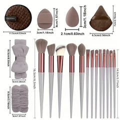 13pcs Makeup Brush Set - Soft Synthetic Fiber, Includes Rouge, Foundation, Eye Shadow, Eyebrow, Lip Brushes - Ideal Valentine'S Day Gift for Beginners & Professionals, Travel-Friendly, Makeup Artist|Elegant Brushes|Nylon Bristles