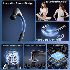 Massage Gun With Upgraded Extended Handle, Back Neck Massager For Deep Tissue Massage Hammer Deep Tissue, Percussion Massage Gun With 4 Massage Heads & 5 Speed Levels