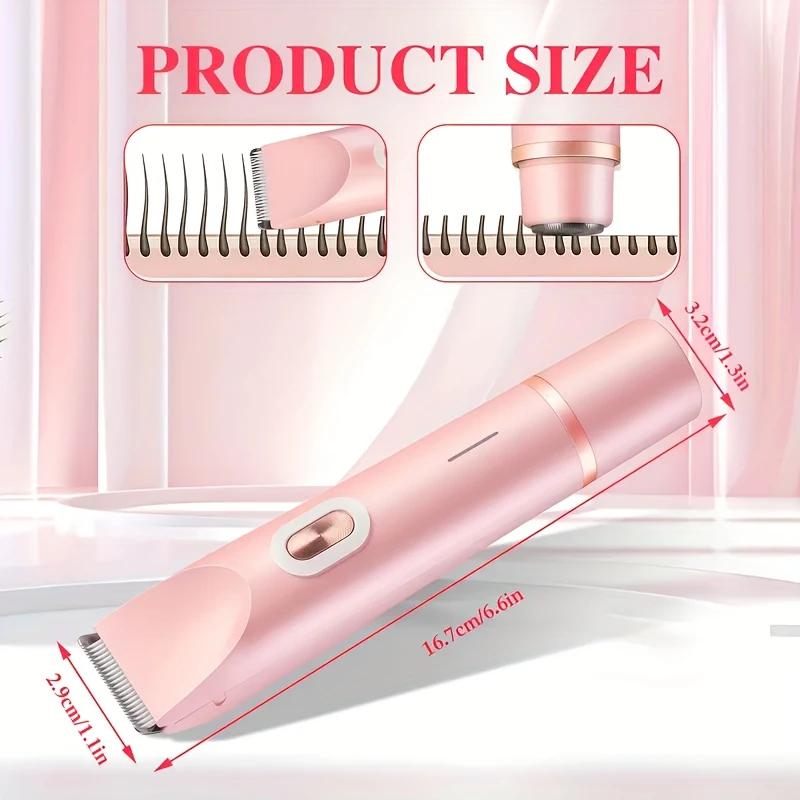 Glow Aura 2-in-1 Trimmer for Women – 2025 Dual Bikini Trimmer & Facial Razor, Painless Electric Shaver for Silky Skin, Replaceable Head, Gentle Hair Removal for Bikini Line & Face