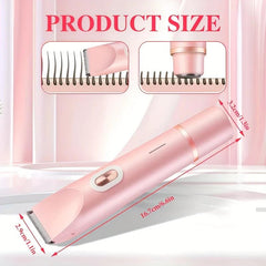 Glow Aura 2-in-1 Trimmer for Women – 2025 Dual Bikini Trimmer & Facial Razor, Painless Electric Shaver for Silky Skin, Replaceable Head, Gentle Hair Removal for Bikini Line & Face