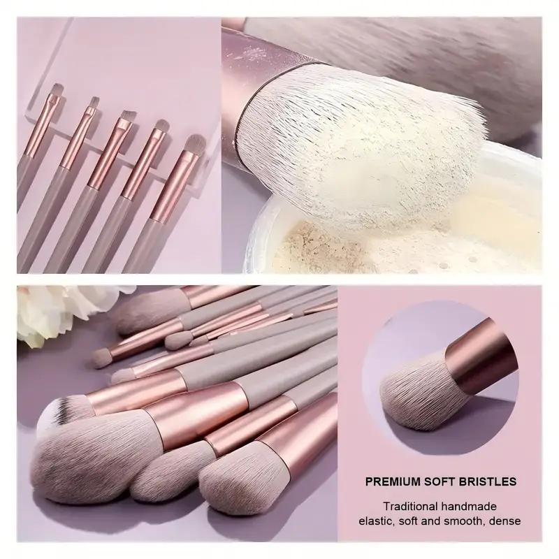 13pcs Makeup Brush Set - Soft Synthetic Fiber, Includes Rouge, Foundation, Eye Shadow, Eyebrow, Lip Brushes - Ideal Valentine'S Day Gift for Beginners & Professionals, Travel-Friendly, Makeup Artist|Elegant Brushes|Nylon Bristles
