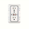 6-Outlet Surge Protector Wall Charger - Rectangular, Multi Plug with 4 USB Ports