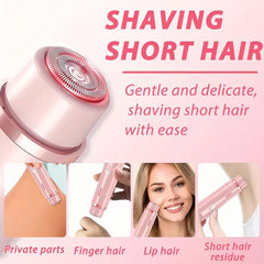 Glow Aura 2-in-1 Trimmer for Women – 2025 Dual Bikini Trimmer & Facial Razor, Painless Electric Shaver for Silky Skin, Replaceable Head, Gentle Hair Removal for Bikini Line & Face