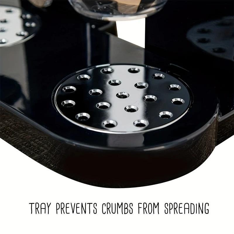 Modern Black Metal Self-Dispensing Airtight Food Container with Lid - 1/2/3-Piece 1L Dispenser, Grain Canisters for Countertop Cereal, Coffee Preservation