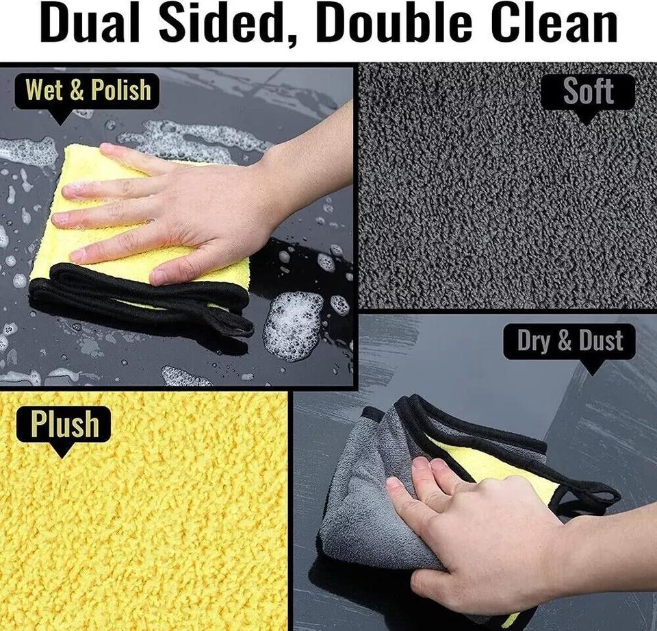 6PCS 600GSM Microfiber Cleaning Towel Plush Thick Cloth Rag Polishing Detailing WAX Microfiber Cleaning Cloth Towel No-Scratch Rag Car Polish