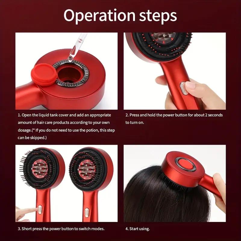 Electric Scalp Massage Comb, USB Rechargeable, 1500mAh Lithium Battery, 3 Massage Modes, Essential Oil Applicator For Head Relaxation & Beauty Care, Portable Hair Brush For Women And Men, Massage Tools, Perfect Gift For Valentine'S Day, Christmas