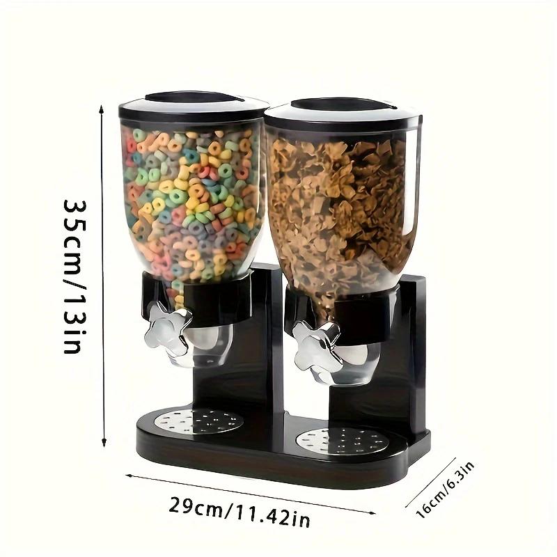 Modern Black Metal Self-Dispensing Airtight Food Container with Lid - 1/2/3-Piece 1L Dispenser, Grain Canisters for Countertop Cereal, Coffee Preservation