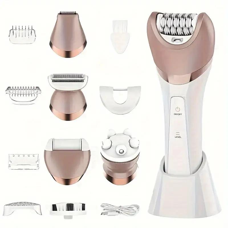 6-in-1 Electric Epilator & Lady Shaver – Wet & Dry Hair Removal for Legs, Underarms, Face & Bikini Line | LED Light, Gentle & Painless – Perfect for Smooth Skin Anywhere!