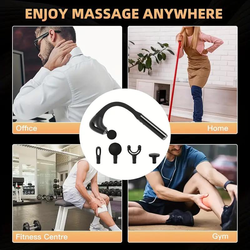 Massage Gun With Upgraded Extended Handle, Back Neck Massager For Deep Tissue Massage Hammer Deep Tissue, Percussion Massage Gun With 4 Massage Heads & 5 Speed Levels
