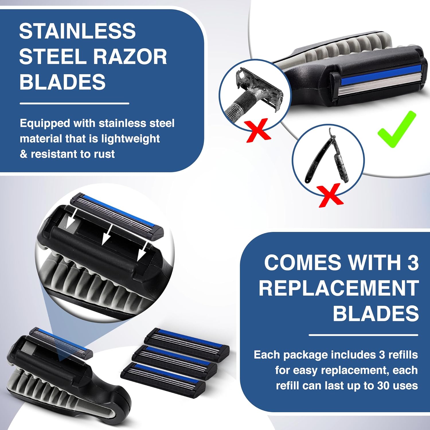 Precision Neck Shaver for Men and Women - Compact & Comfortable Grip with 3 Disposables Razor Blades - Smooth Shave for Harry Necks - Portable Design, Up to 30 Uses - Helps Sensitive Skin