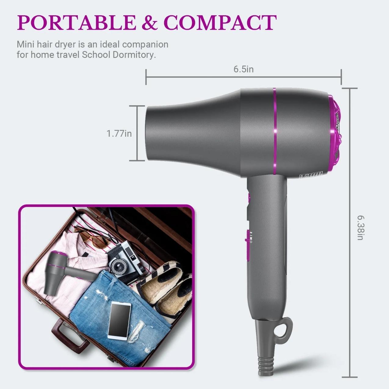 ZYLER 1800W Professional Corded Plug Hair Dryer for 1a-4c Curly Hair, 3-in-1 Turbo Styling Tool with Cool Shot, 3 Attachments, Easy Handling & Fast Drying, Lightweight for Fast Detangling, 1A To 4C Curly Hair