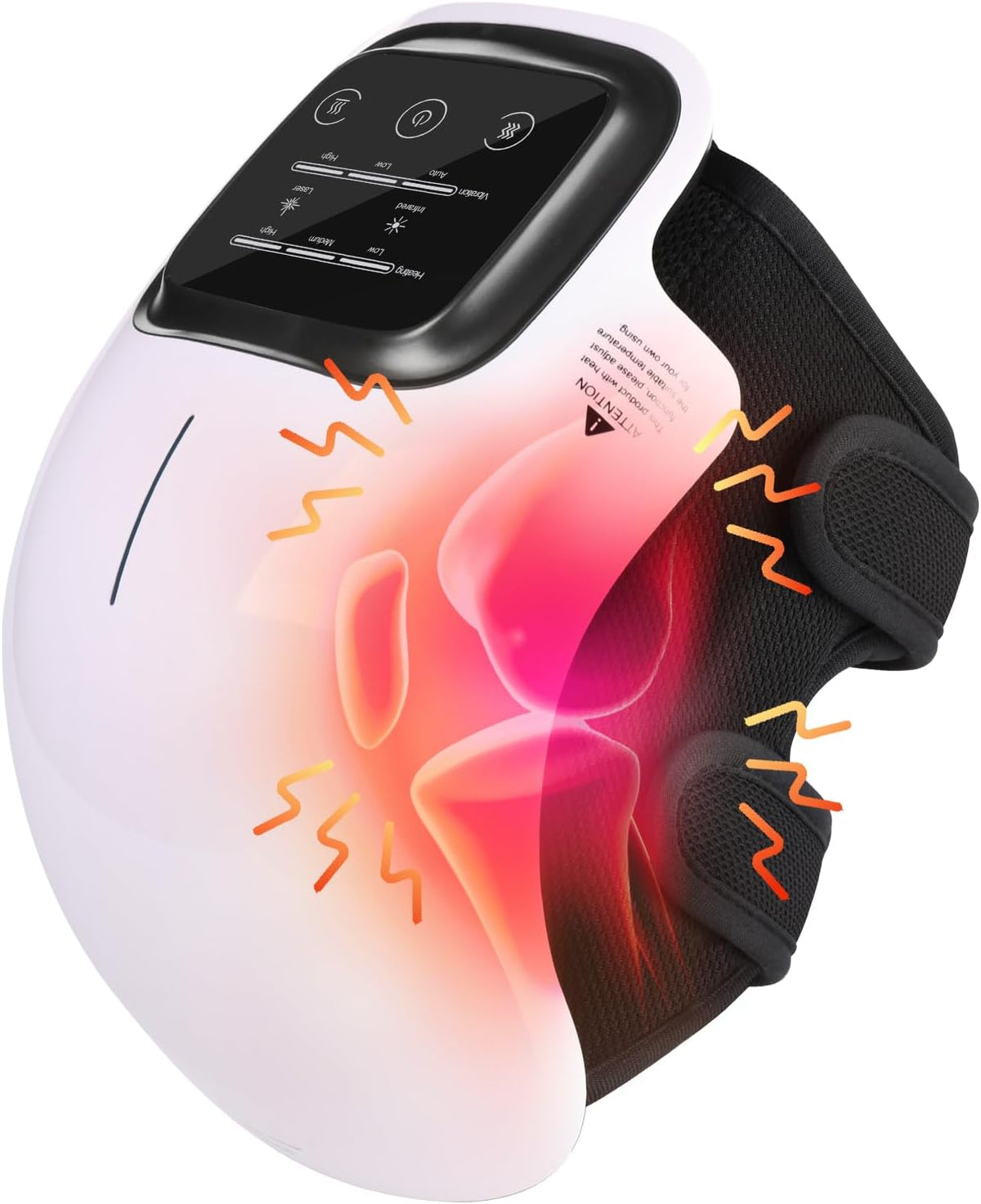 Knee Massager,Cordless Knee Massager with Heat, Relax, Heating Pad, Knee Massage Helps Joint Stiff and Discomfort,3 Levels Heat & Vibration,10 Min Auto Off, LED Touch, Long Knee Straps 18.9 in, Adjustable Brace, Portable Relaxation. Gift