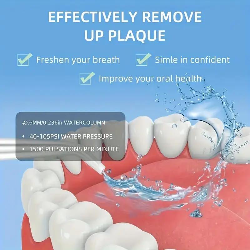 ZYLER New Dental Oral Irrigator, Portable Self Care Products for Adults, Rechargeable Plaque Remover with Batteries & 4 Nozzles for Daily Cleansing, Water Flosser
