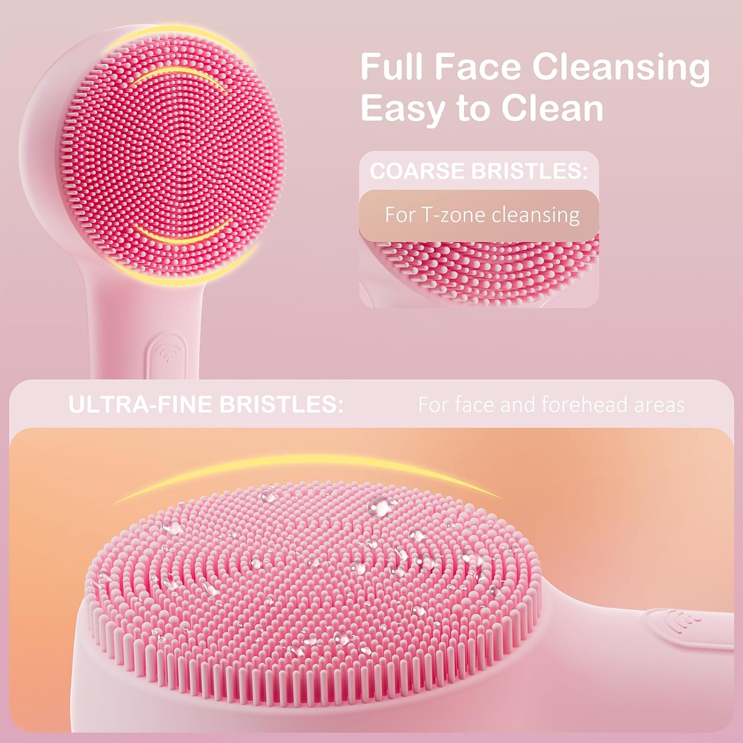 Facial Cleansing Brush Silicone Face Scrubber Waterproof Rechargeable Exfoliator Massage Device for Men & Women, Deep Pore Cleansing, Exfoliating, Removing Blackhead Electric Face Scrub Brush