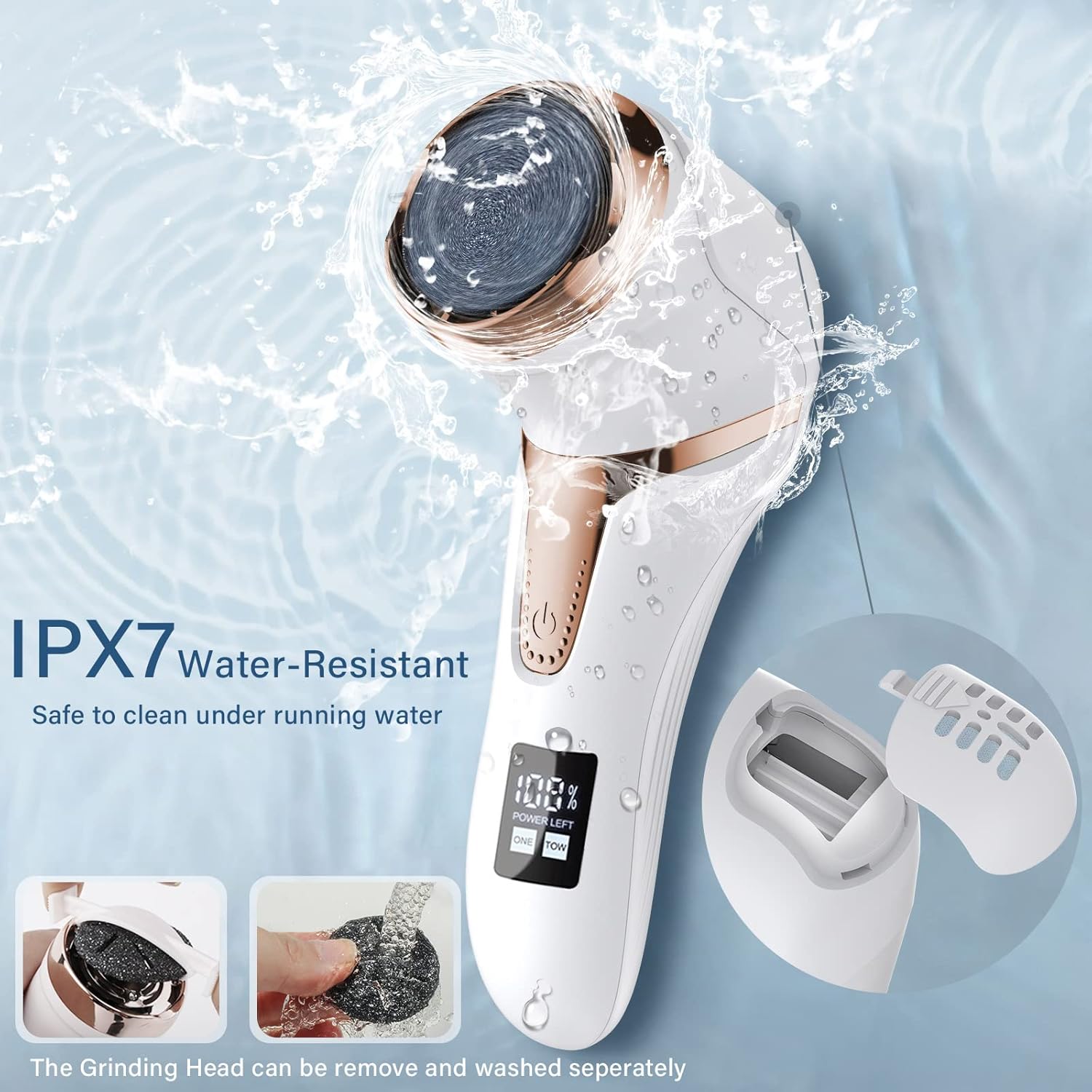 Electric Callus Remover for Feet with 10pcs Foot Grinding Tool - Portable Pedicure Kit Manicure Nail Set Brush Cleansing Cleanser, Water Proof, Foot File Tool Disposable Foot File
