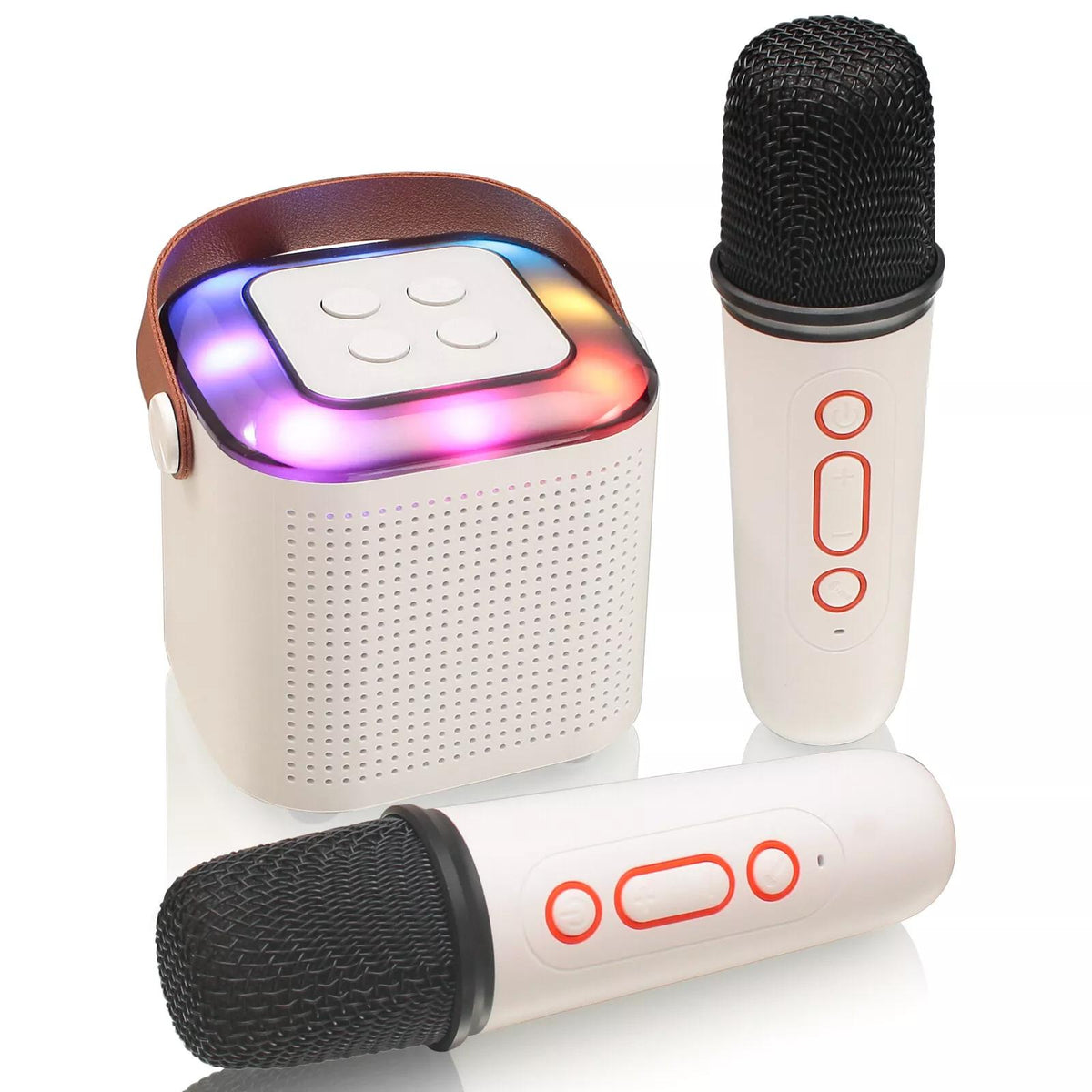 Kids Mini Karaoke Machine With 2 Wireless Microphone Portable Bluetooth Speaker Audio Birthday Charging Rechargeable