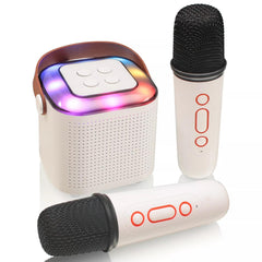 Kids Mini Karaoke Machine With 2 Wireless Microphone Portable Bluetooth Speaker Audio Birthday Charging Rechargeable