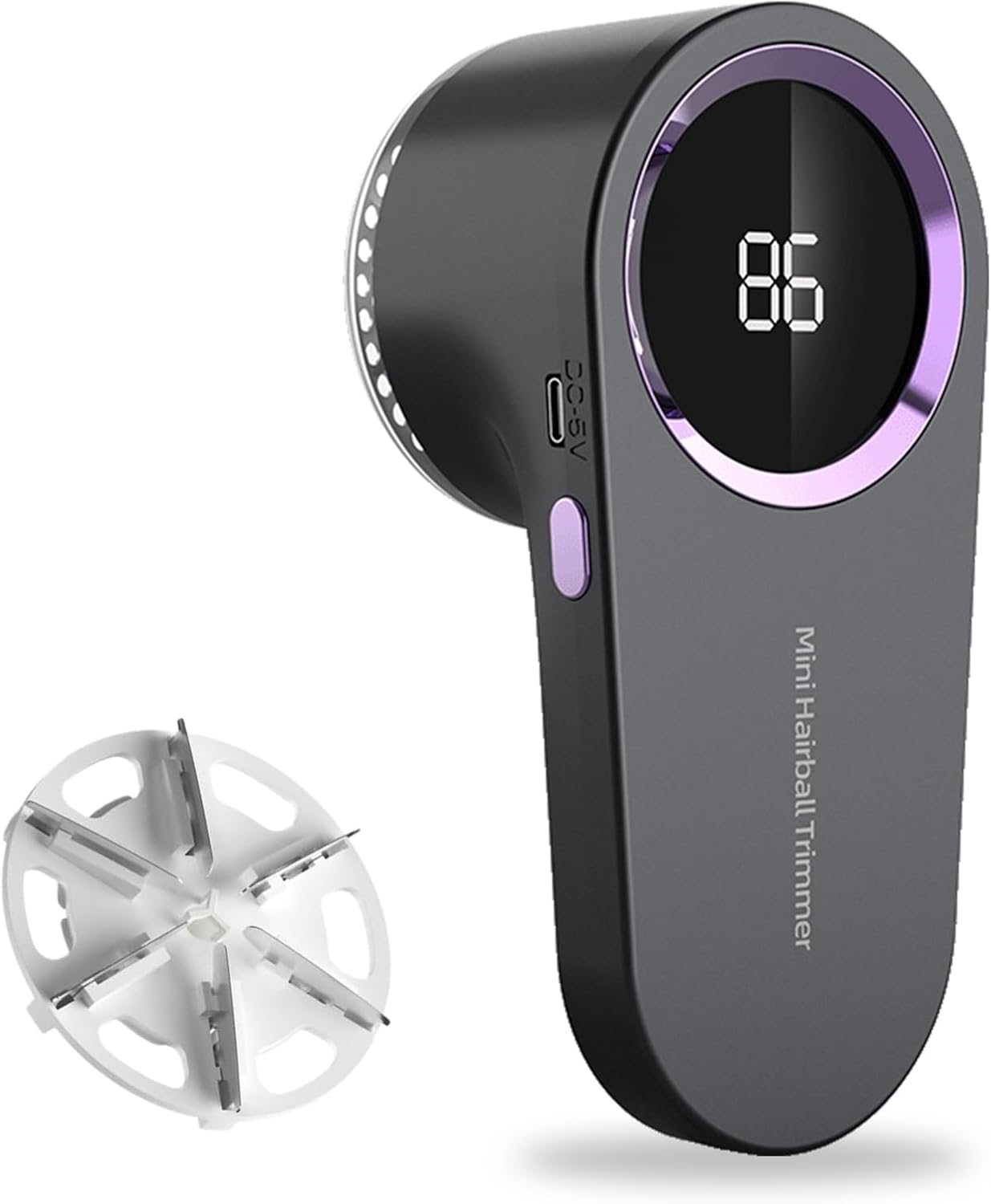 Lint Remover with 6 Leaf and Digital LED Display for Clothes and Blankets - USB-C Charging and Safety Lock Mechanism