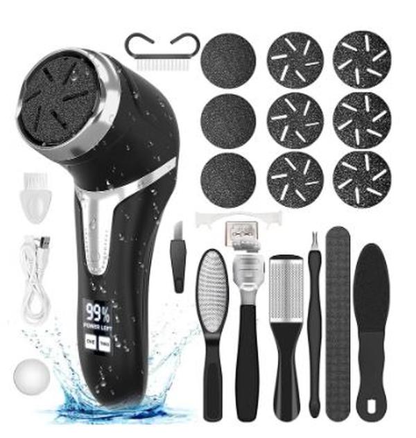 Electric Callus Remover for Feet with 10pcs Foot Grinding Tool - Portable Pedicure Kit Manicure Nail Set Brush Cleansing Cleanser, Water Proof, Foot File Tool Disposable Foot File