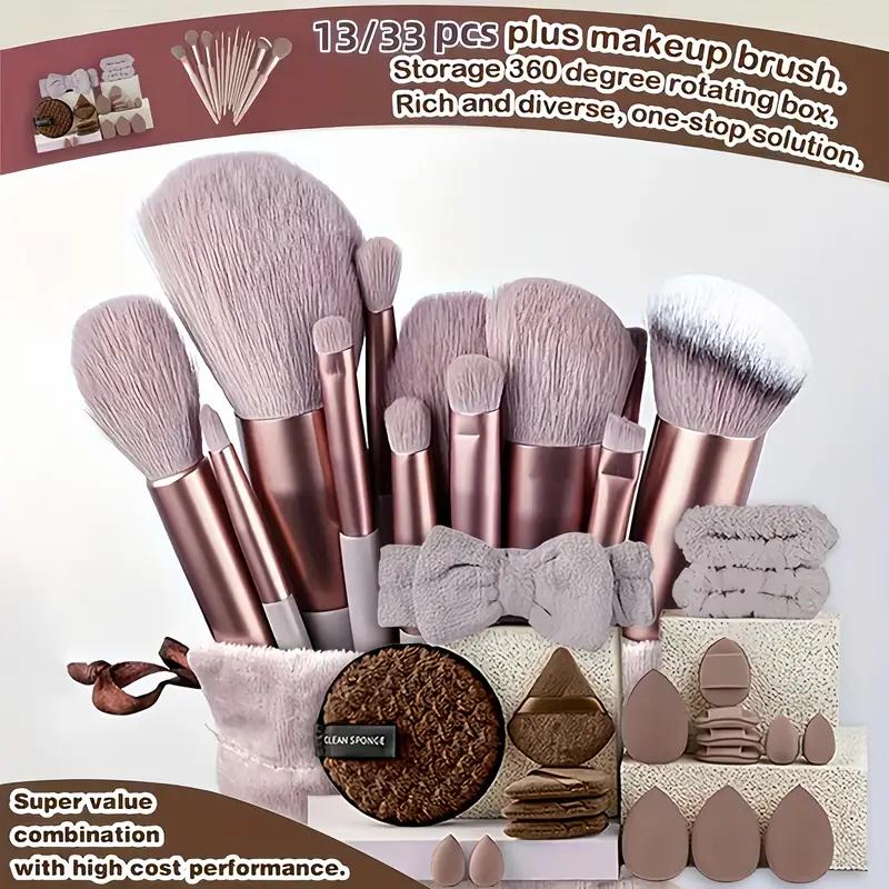 13pcs Makeup Brush Set - Soft Synthetic Fiber, Includes Rouge, Foundation, Eye Shadow, Eyebrow, Lip Brushes - Ideal Valentine'S Day Gift for Beginners & Professionals, Travel-Friendly, Makeup Artist|Elegant Brushes|Nylon Bristles