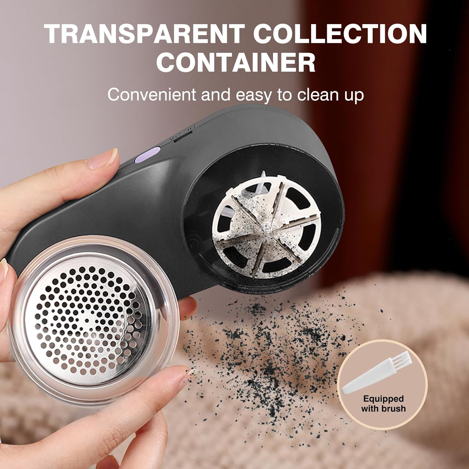 Lint Remover with 6 Leaf and Digital LED Display for Clothes and Blankets - USB-C Charging and Safety Lock Mechanism