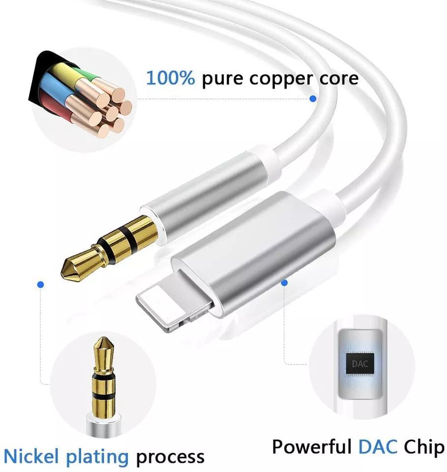 For iPhone Audio Cable Adapter 8 Pin to 3.5mm AUX Audio Car Adapter Cord Accessories Portable Connector Mp3 Aluminum Headphone