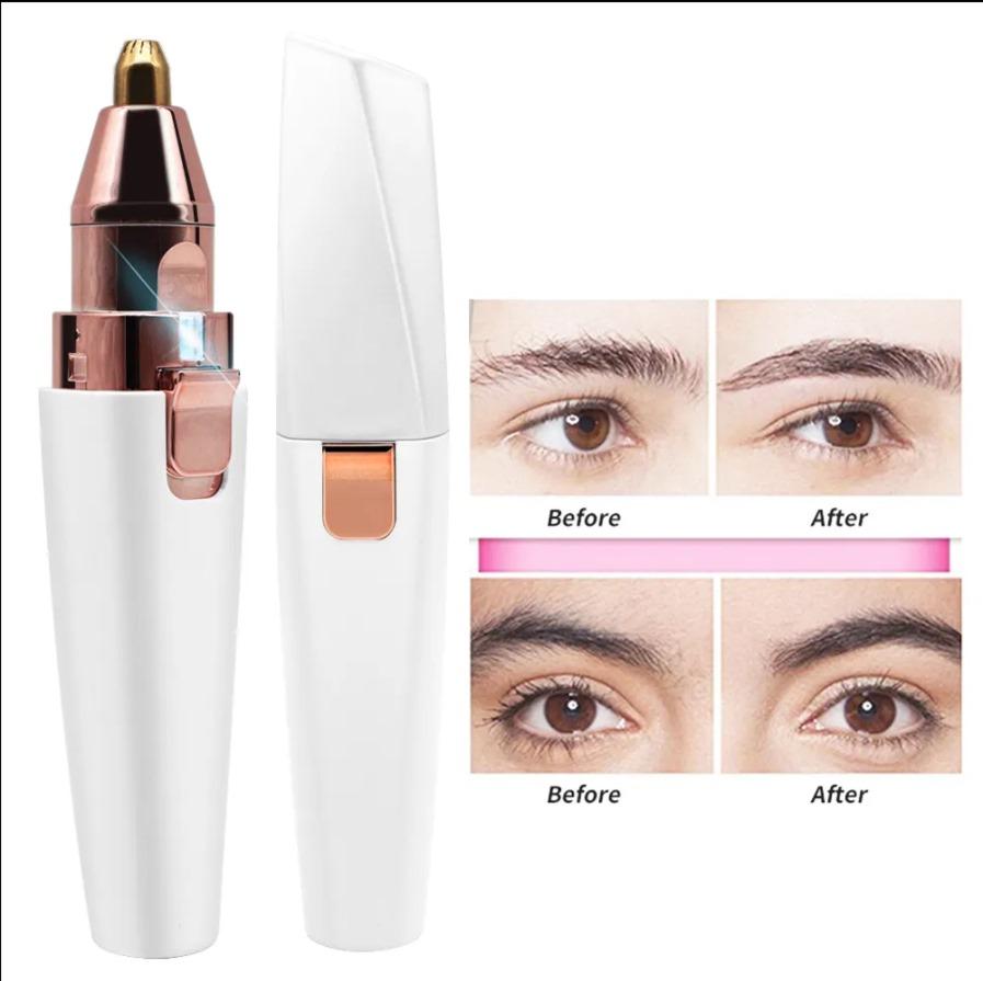 Electric Eyebrow Trimmer for Women, Painless Mini Hair Remover Pen with LED Light for At-home Brows, Face, Lip, and China