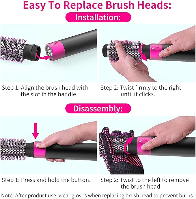 ZYLER 5-in-1 Multi-Styling Hair Styler Set - Electric Blow Dryer, Curler, Straightener, Interchangeable Brush Heads, Negative Ion Smooth Comb, ABS Housing, Suitable for All Hair Types