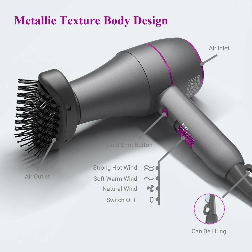 ZYLER 1800W Professional Corded Plug Hair Dryer for 1a-4c Curly Hair, 3-in-1 Turbo Styling Tool with Cool Shot, 3 Attachments, Easy Handling & Fast Drying, Lightweight for Fast Detangling, 1A To 4C Curly Hair