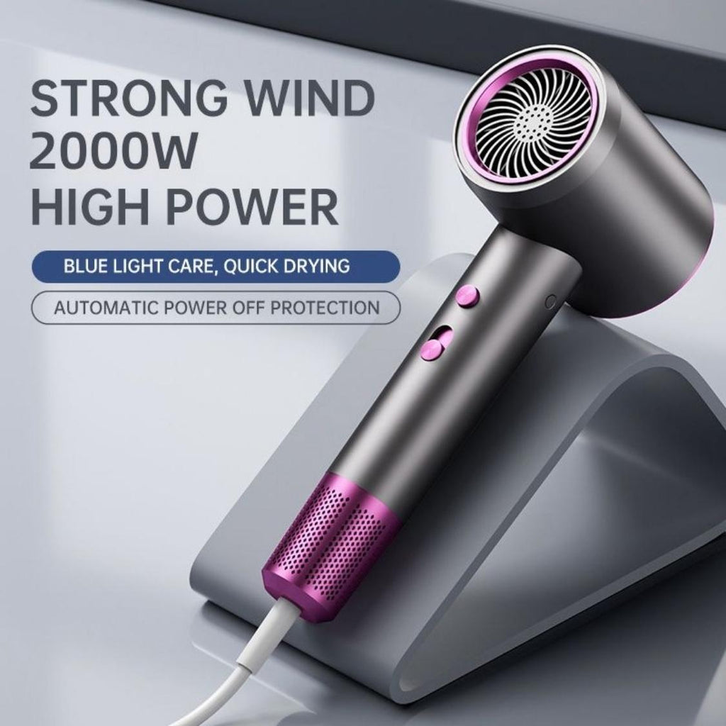 ZYLER 2000W Anion Hair Dryer for Fast Drying & Curling, Durable Plastic Styling Tool with Hot and Cold Settings for Curls, 110-220V EU Plug for Home Use, Detangling