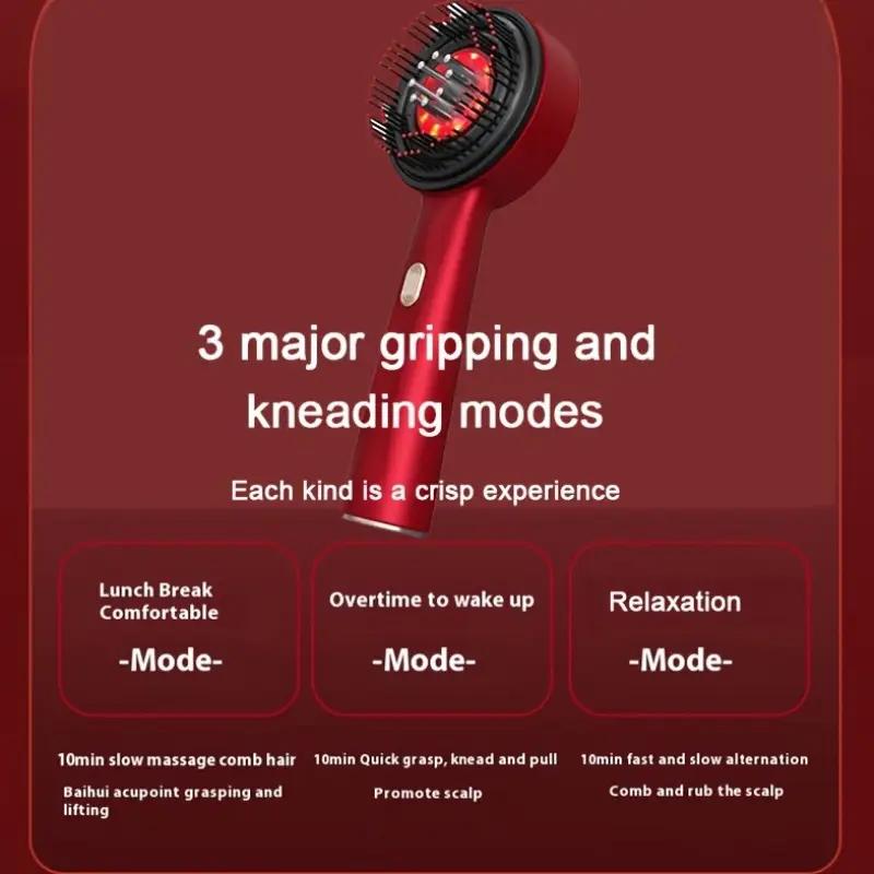Electric Scalp Massage Comb, USB Rechargeable, 1500mAh Lithium Battery, 3 Massage Modes, Essential Oil Applicator For Head Relaxation & Beauty Care, Portable Hair Brush For Women And Men, Massage Tools, Perfect Gift For Valentine'S Day, Christmas